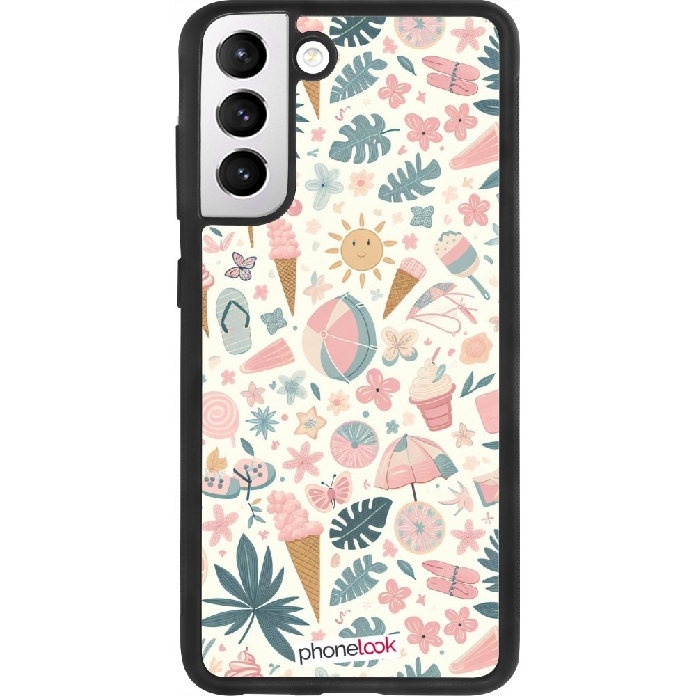 Samsung Galaxy S21 FE 5G Case Hülle - Silikon schwarz Sommer Pink Muster