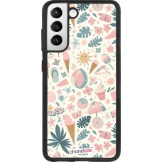 Samsung Galaxy S21 FE 5G Case Hülle - Silikon schwarz Sommer Pink Muster