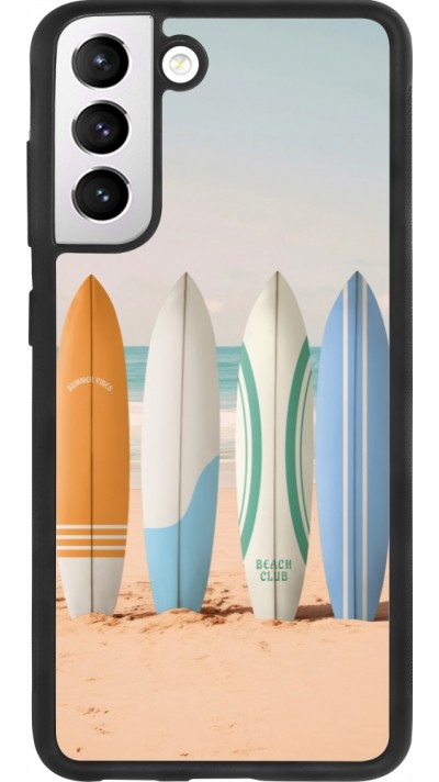 Coque Samsung Galaxy S21 FE 5G - Silicone rigide noir Summer surfboard 2025