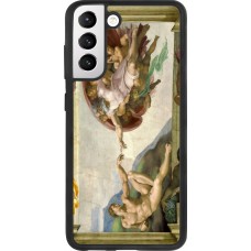 Samsung Galaxy S21 FE 5G Case Hülle - Silikon schwarz Kunstbild - Die Erschaffung Adams - Michelangelo