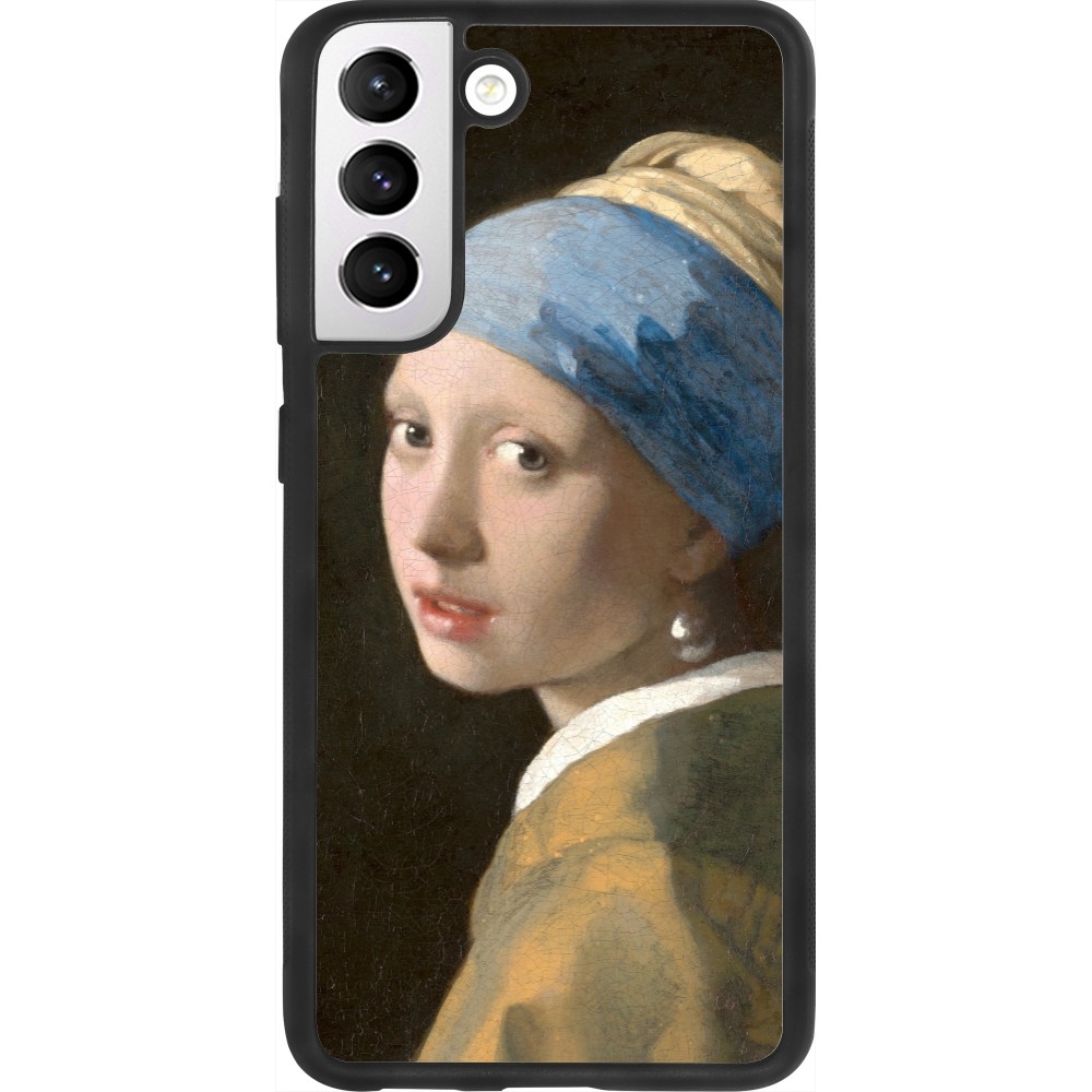 Samsung Galaxy S21 FE 5G Case Hülle - Silikon schwarz Kunstbild - Das Mädchen mit dem Perlenohrring - Jan Vermeer