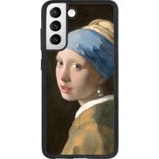 Samsung Galaxy S21 FE 5G Case Hülle - Silikon schwarz Kunstbild - Das Mädchen mit dem Perlenohrring - Jan Vermeer