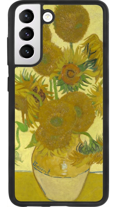 Samsung Galaxy S21 FE 5G Case Hülle - Silikon schwarz Kunstbild - Sonnenblumen  - Van Gogh