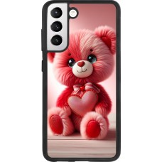 Samsung Galaxy S21 FE 5G Case Hülle - Silikon schwarz Valentin 2024 Rosaroter Teddybär