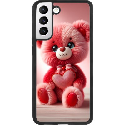 Samsung Galaxy S21 FE 5G Case Hülle - Silikon schwarz Valentin 2024 Rosaroter Teddybär