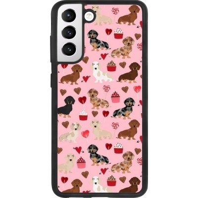 Samsung Galaxy S21 FE 5G Case Hülle - Silikon schwarz Valentine 2024 puppy love