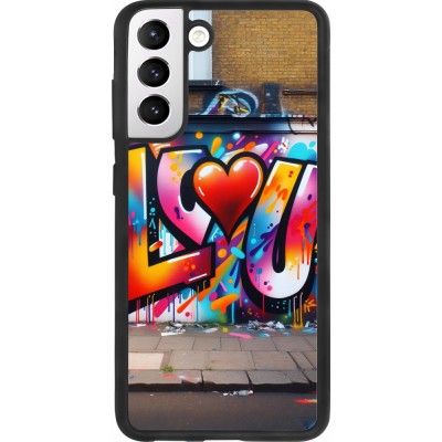 Samsung Galaxy S21 FE 5G Case Hülle - Silikon schwarz Valentin 2025 Liebe U Tag