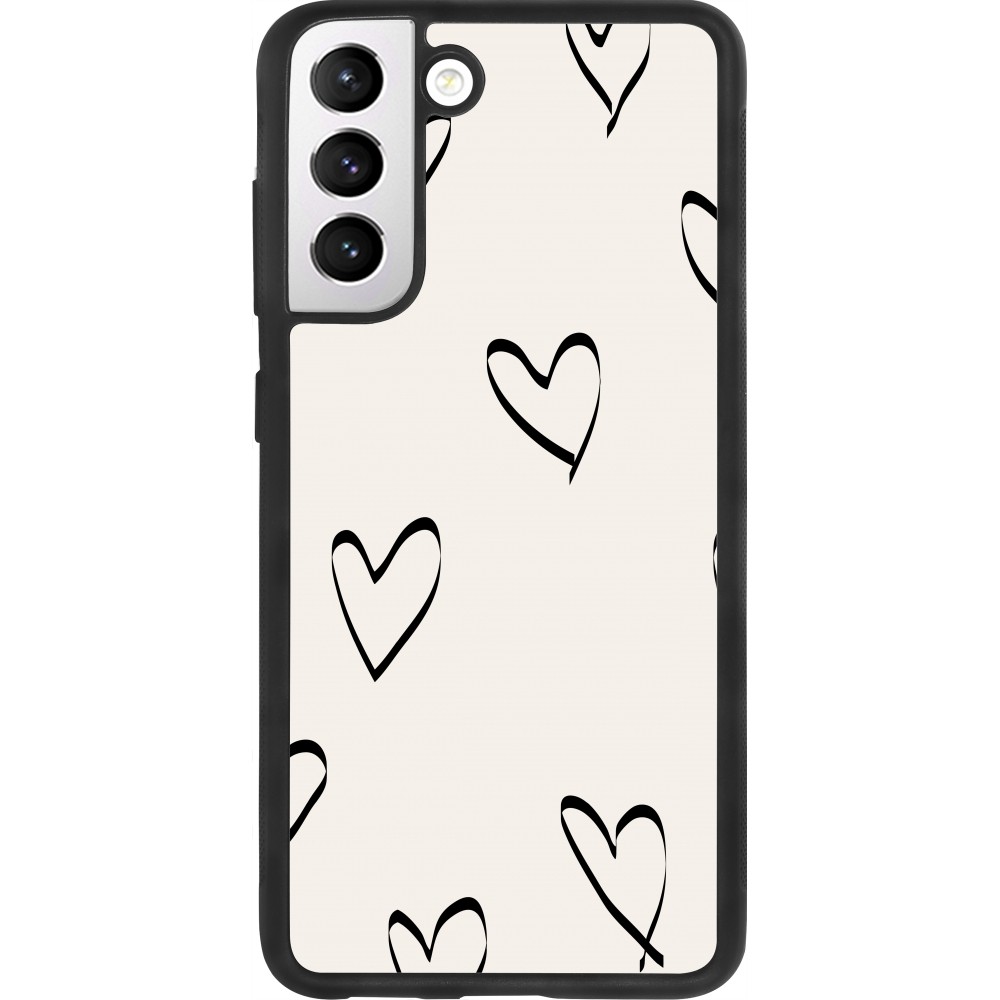 Samsung Galaxy S21 FE 5G Case Hülle - Silikon schwarz Valentine 2023 minimalist hearts