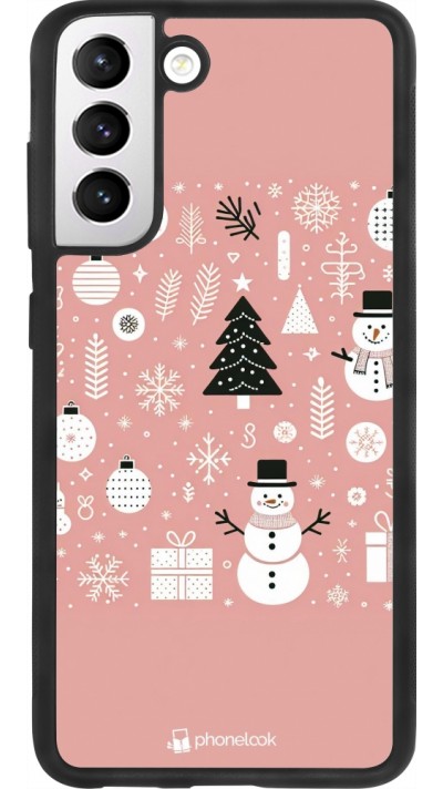 Samsung Galaxy S21 FE 5G Case Hülle - Silikon schwarz Weihnachten 2024 Rose Schneemann Weihnachten