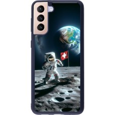 Samsung Galaxy S21+ 5G Case Hülle - Silikon schwarz Astro Schweiz auf dem Mond