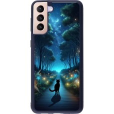 Samsung Galaxy S21+ 5G Case Hülle - Silikon schwarz Schwarze Katze Spaziergang