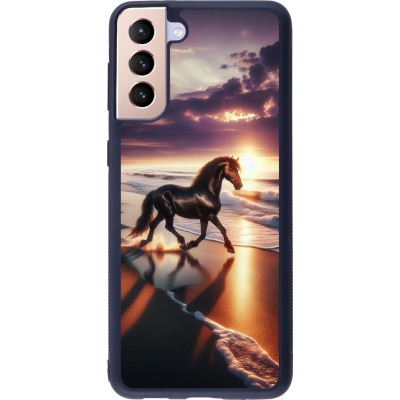 Samsung Galaxy S21+ 5G Case Hülle - Silikon schwarz Pferd majestätisch Strand