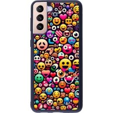 Samsung Galaxy S21+ 5G Case Hülle - Silikon schwarz Emoji Mix Farbe