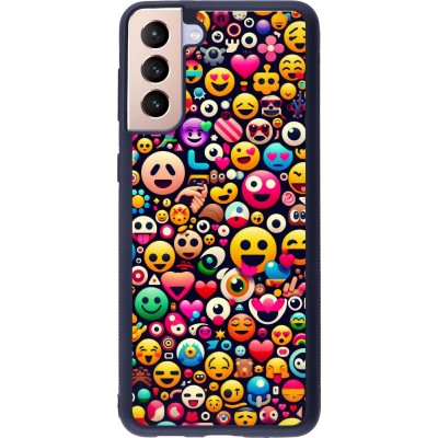 Samsung Galaxy S21+ 5G Case Hülle - Silikon schwarz Emoji Mix Farbe