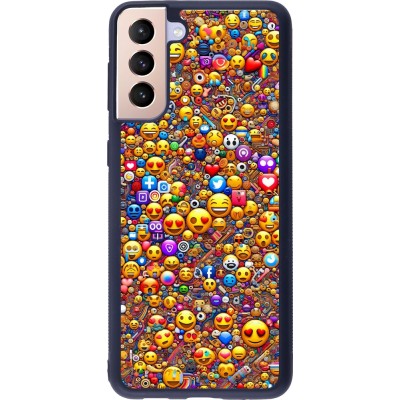 Samsung Galaxy S21+ 5G Case Hülle - Silikon schwarz Emoji gemischt