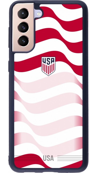 Coque Samsung Galaxy S21+ 5G - Silicone rigide noir Maillot de football États-Unis 2026 personnalisable
