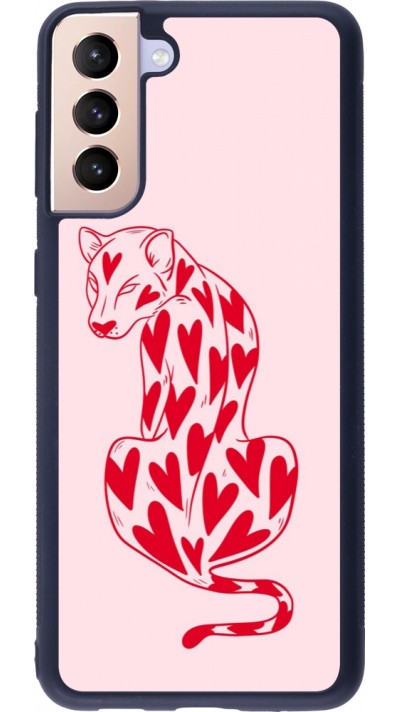Samsung Galaxy S21+ 5G Case Hülle - Silikon schwarz Leopard with hearts 2026