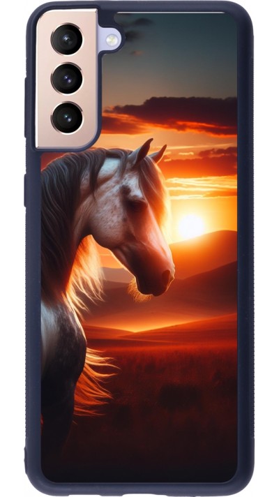 Samsung Galaxy S21+ 5G Case Hülle - Silikon schwarz Majestätischer Sonnenuntergang Pferd