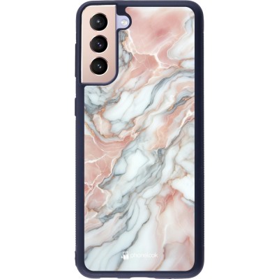 Samsung Galaxy S21+ 5G Case Hülle - Silikon schwarz Rosa Leuchtender Marmor