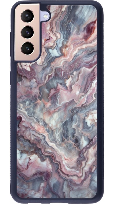 Samsung Galaxy S21+ 5G Case Hülle - Silikon schwarz Violetter silberner Marmor