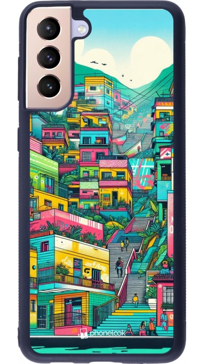 Samsung Galaxy S21+ 5G Case Hülle - Silikon schwarz Medellin Comuna 13 Kunst
