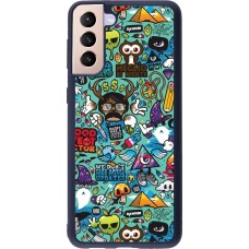 Samsung Galaxy S21+ 5G Case Hülle - Silikon schwarz Mixed Cartoons Turquoise