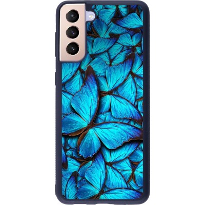 Hülle Samsung Galaxy S21+ 5G - Silikon schwarz Papillon - Bleu