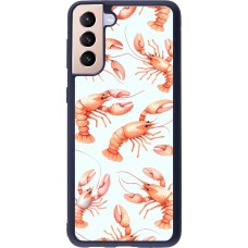 Samsung Galaxy S21+ 5G Case Hülle - Silikon schwarz Muster von pastellfarbenen Hummern