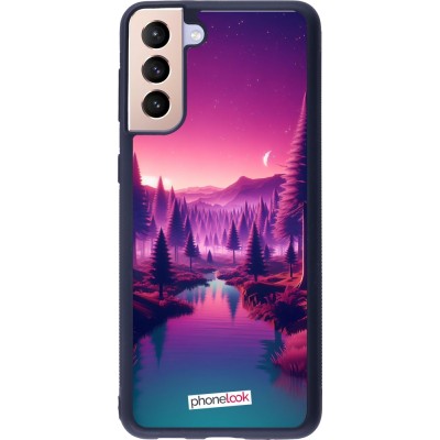 Samsung Galaxy S21+ 5G Case Hülle - Silikon schwarz Lila-rosa Landschaft