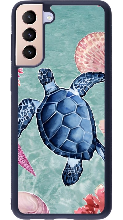 Samsung Galaxy S21+ 5G Case Hülle - Silikon schwarz Preppy Turtle