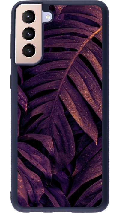 Samsung Galaxy S21+ 5G Case Hülle - Silikon schwarz Purple Light Leaves