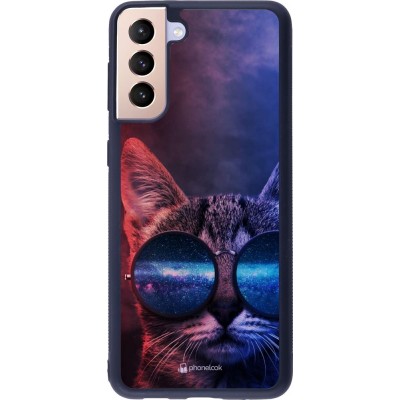 Hülle Samsung Galaxy S21+ 5G - Silikon schwarz Red Blue Cat Glasses