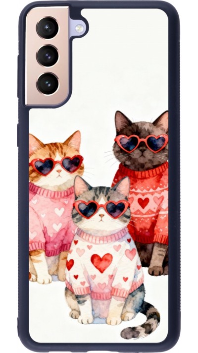 Samsung Galaxy S21+ 5G Case Hülle - Silikon schwarz Saint Valentines Day 26 Cat Love