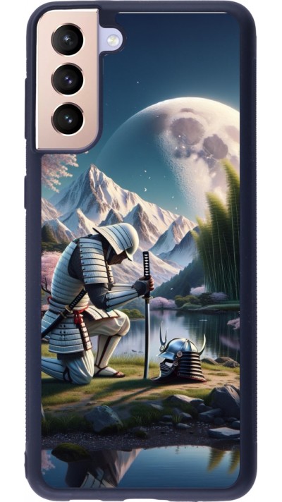Samsung Galaxy S21+ 5G Case Hülle - Silikon schwarz Samurai Katana Mond