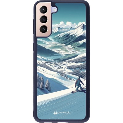Samsung Galaxy S21+ 5G Case Hülle - Silikon schwarz Snowboarder Berg