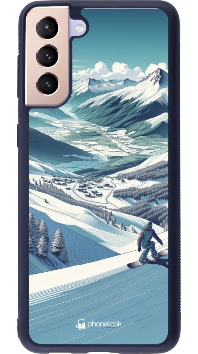 Samsung Galaxy S21+ 5G Case Hülle - Silikon schwarz Snowboarder Berg