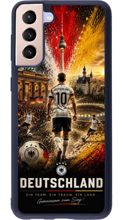 Coque Samsung Galaxy S21+ 5G - Silicone rigide noir Football Allemagne splash 2026