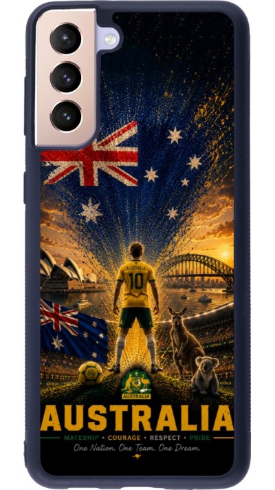 Coque Samsung Galaxy S21+ 5G - Silicone rigide noir Football Australie splash 2026
