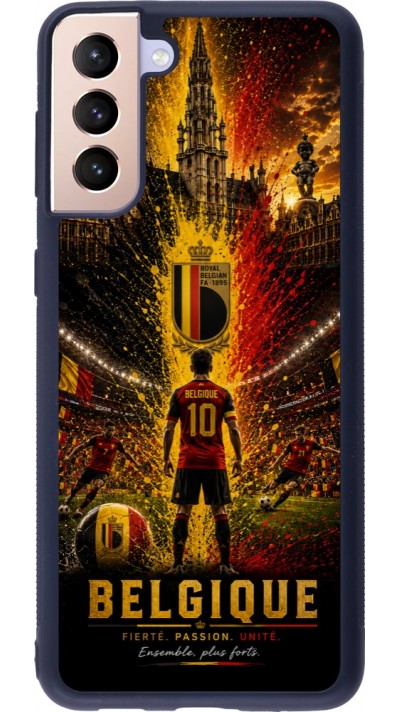Coque Samsung Galaxy S21+ 5G - Silicone rigide noir Football Belgique splash 2026