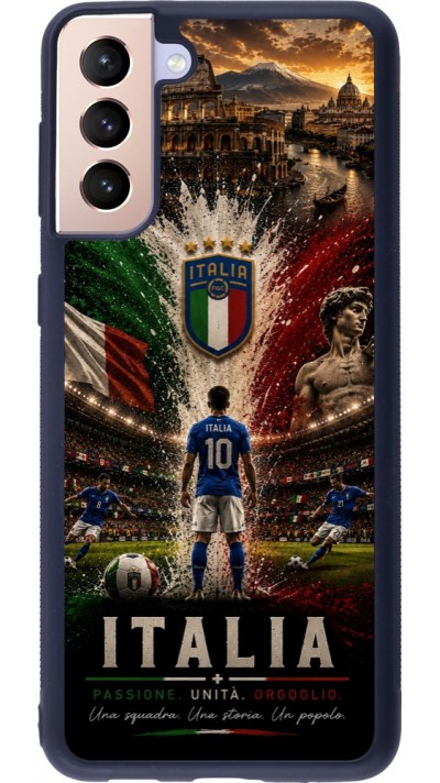 Coque Samsung Galaxy S21+ 5G - Silicone rigide noir Football Italie splash 2026