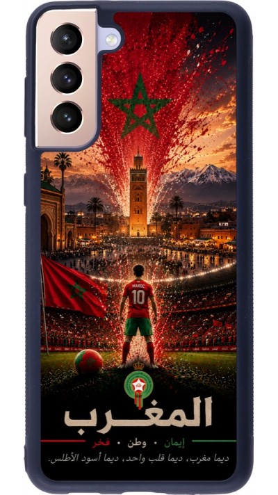 Coque Samsung Galaxy S21+ 5G - Silicone rigide noir Football Maroc splash 2026