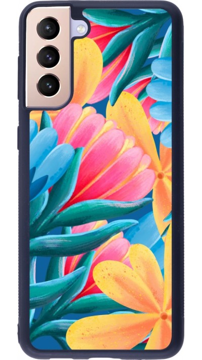 Samsung Galaxy S21+ 5G Case Hülle - Silikon schwarz Spring 23 colorful flowers
