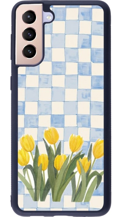 Coque Samsung Galaxy S21+ 5G - Silicone rigide noir Blue vichy tulips Spring 2026