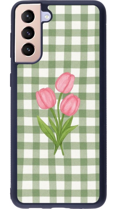Coque Samsung Galaxy S21+ 5G - Silicone rigide noir Green vichy tulips Spring 2026
