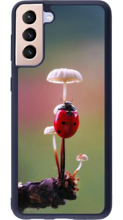 Coque Samsung Galaxy S21+ 5G - Silicone rigide noir Ladybird on a mushroom Spring 2026
