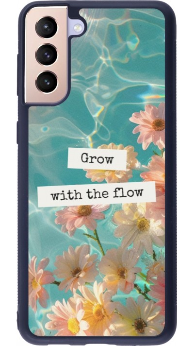 Samsung Galaxy S21+ 5G Case Hülle - Silikon schwarz Summer 2025 Grow with the flow