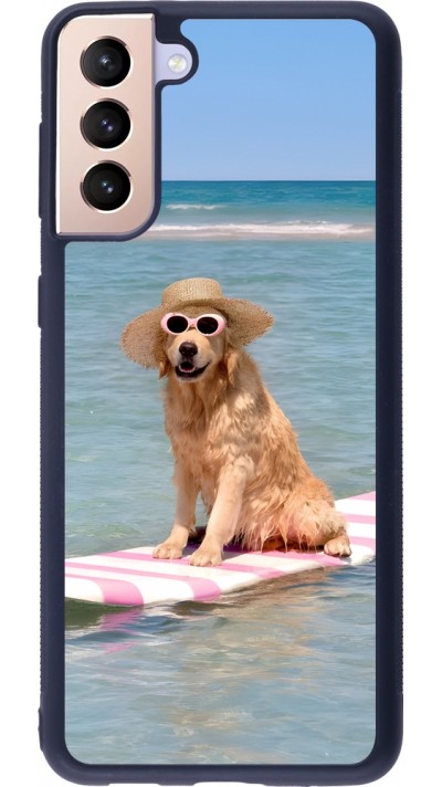 Samsung Galaxy S21+ 5G Case Hülle - Silikon schwarz Summer Dog on Paddle