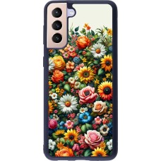 Samsung Galaxy S21+ 5G Case Hülle - Silikon schwarz Sommer Blumenmuster