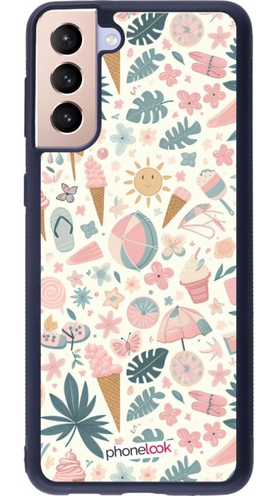 Samsung Galaxy S21+ 5G Case Hülle - Silikon schwarz Sommer Pink Muster