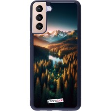 Samsung Galaxy S21+ 5G Case Hülle - Silikon schwarz Sonnenuntergang Waldsee